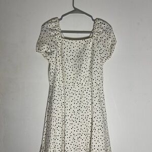 LOFT Ivory Dress with Black Dots